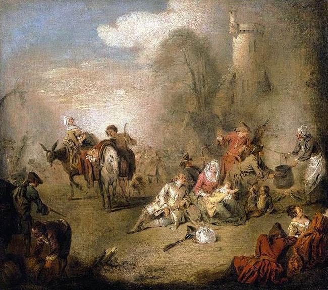 Jean-Baptiste Pater Soldiers and Camp Followers Resting from a March china oil painting image